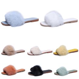 fur household cotton slippers women fashion pink yellow green white sandals womens outdoor winter Scuffs