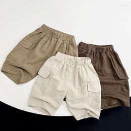 Shorts 2023 Summer Children Clothes Cotton Baby Toddler Casual Cargo Pants Boys Girls Solid Kids Seven Points Trousers