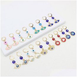 Hoop & Huggie Wholesale Evil Eye Protection Earrings Hie Rhinestone Drop Hoop Valentine Day Mother Gift Drop Delivery Jewellery Dhgarden Dhz4Y