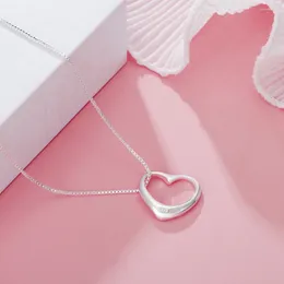 Pendants Luxury 925 Sterling Silver Romantic Heart Pendant Box Chain Necklace For Women Fashion Party Wedding Accessories Jewellery Gifts