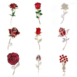 Brooches Beautiful Rose Flower Collection For Women Lady Elegant Enamel Dropping Pin Summer Design Party Valentine Day Gift