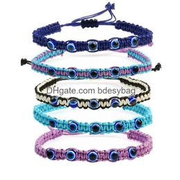 Charm Bracelets Weave Turkish Lucky Evil Eye Bracelets For Women Men Blue Eyes Braided Red Rope Bracelet Friendship Jewellery Drop Deliv Dhotk