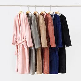 Women's Sleepwear Autumn Winter Women Men Flannel Gown Thick Warm Robes Home Clothes Coral Velvet Long Sleeve Casual Couple Bathrobe