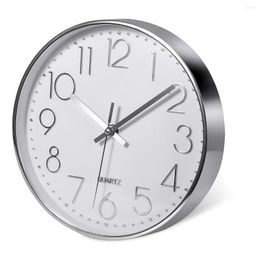 Wall Clocks Premium Silver Clock Decoration Modern Silent For Home Office Kitchen (25cm Silver)