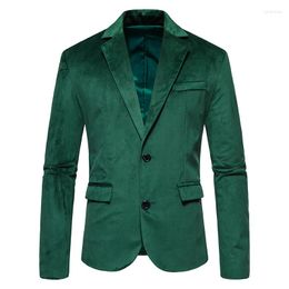 Men's Suits Mens Green Velvet Blazer Notched Lapel Velour Suit Jacket Two Button Tuxedo Jackets Men Wedding Prom Party Dinner Costume Homme