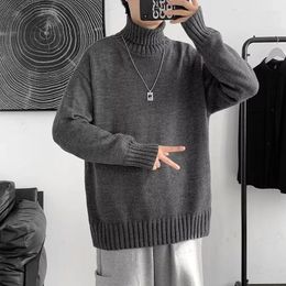 Men's Sweaters Autumn Winter Turtleneck Sweater Loose Casual Streetwear Solid Colour Knitted Pullovers Men Warm Plus Size