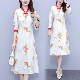 Ethnic Clothing Printed Slim Chinese Traditional Style Elegant Improved Cheongsam Women's Qipao Dress