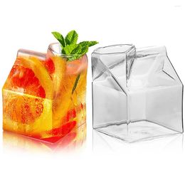 Wine Glasses Glass Milk Carton Creamer Pitcher Cute Clear Container 10 Oz For Coffee Water Juice Heat Resistant