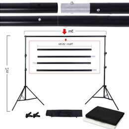 Freeshipping Photo Studio Kit Set Backdrop Stand with Storage Bag Black White Nonwoven Backdrops and Mini Clips Lhmtg