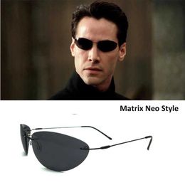 Sunglasses 2021 Titanium Matrix Neo Style Polarised Sunglasses Ultralight Rimless Men Driving Brand Design Sun Glasses Oculos De Sol YQ231108