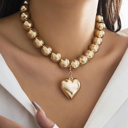 Choker Exaggerated Beaded Chain Necklace For Women Removable Big Plastic Heart Pendant Party Wedding Jewellery