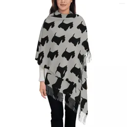 Scarves Scottish Terrier Cute Scarf For Women Winter Fall Pashmina Shawls And Wrap Black Scottie Dog Large With Tassel Ladies