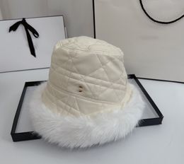 New Korean Style Retro Warm Plush Women's Bucket Hat Winter Thickened Cold Protection down Cotton Flat Top Bucket Hats