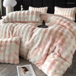 Bedding Sets Luxury Milk Velvet Set With Carved Dark Pattern Quilt Cover 4pcs Solid Color Sheets For Double Bed 220x240cm