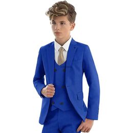 Clothing Sets Handsome Boy Suit 3 Piece Slim Fit Kids Tuxedo Formal Blazer Vest Pants Set Wedding Tailored Clothes Party Performance Costume zln231108