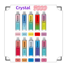 Top_store 2023 China Factory Original Crystal E Cigarette Kit Tornado 7000 Puffs Disposable E-cigarettes Vape RGB Light Mesh Coil Magic 10 Flavours 0/2/3/5% get vaporizer