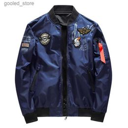 Men's Jackets Male Bomber Jacket Men Army Military Pilot Jacket Badge Embroidery Baseball Jacket Double Sided Motorcycle Coat Big Size 5XL 6XL Q231109