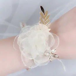 Link Bracelets Wedding Wrist Flower Pearl Corsage Headpiece Hair Pieces For Little Girl Useful ML