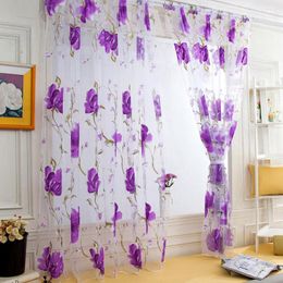 Curtain 100x130cm 1pcs Vines Leaves Tulle Door Window Drape Panel Sheer Scarf Valances 6colors Available Kitchen Bedroom