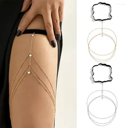 Anklets Multilayer Rhinestones Thigh Chain Leg Ring Harness Bondage Belts For Women Sexy Beach Body Jewellery Party Gift