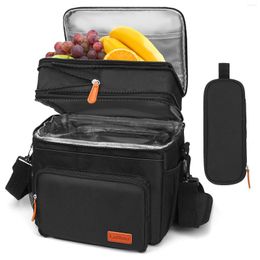 Dinnerware Sets Large Capacity Thermal Cooler Lunch Bag Double Layer Shoulder Insulated Storage Container Leakproof Tote