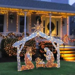 Christmas Decorations Tinsel Nativity Scene Warm white courtyard floor plan for Easter Christmas outdoor garden home decoration activities 231107