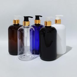 Storage Bottles 12pc 500ml Empty Plastic Bottle With Anodized Aluminum Lotion Pump Cosmetic Refillable Shampoo Shower Gel PET