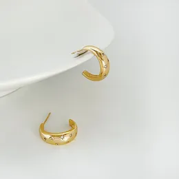 Stud Earrings Vintage Cubiz Zircon For Women Gold Plated Metal Star Moon C Shaped Hoop Fashion Jewellery Gift