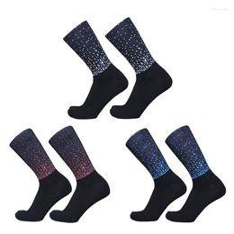 Sports Socks Gradient Spot Bike Anti Slip Silica Gel Seamless Cycling Men Integral Moulding High-tech Road Calcetines Ciclismo