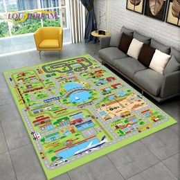 Play Mats Child Playmat Highway City Traffic Playroom Area Rug Large Carpet Rug for Living Room Bedroom Decor Kids Game Non-slip Floor Mat 231108