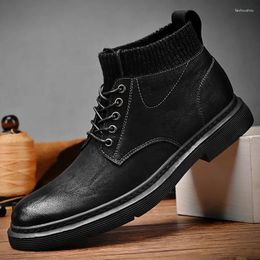 Boots Genuine Leather Men's Casual Mens Leisure Comfortable Fashion Motorcycle Men Driving Shoes Botas Masculinas