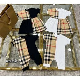 Designer Clothing 23ss Infant/toddler Summer Bicolor Large Plaid Spliced Cotton Bodysuit