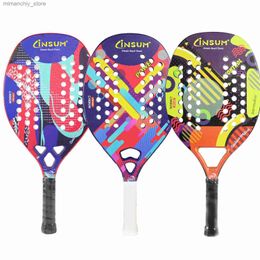 Tennis Rackets Pro Beach Tennis Racket with Shiny 3D Surface Non-slip Hand Carbon Fibre with Cover Bag for Beach Sports and Practise Q231109