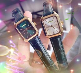 Famous classic small square dial watch Genuine Leather Strap Clock Women Quartz Movement Ladies Three Stiches Rose Gold All the Crime Chain Bracelet Watches Gifts