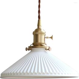 Pendant Lamps Japanese Retro LED Light Loft Decor Brass Ceramics Hanging Lamp Dining Room Home Lighting Antique Droplight Luminaire