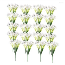 Decorative Flowers 20 Bundles Hydrangea Silk Heads Outdoor Indoor No Fade Faux Greenery (White)