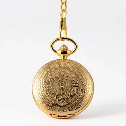 Pocket Watches Vintage Gold Quartz Watch Men Women Chain Drop