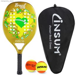 Tennis Rackets INSUM Beach Tennis Racket Low Price 22mm EVA Soft 100% Carbon Racket Beach Tennis with Cover Bag Q231109