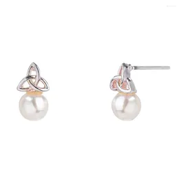 Stud Earrings 6MM Pearl Ball Drops Earring On Ear Elegant Geometry Hollow Out Dangle For Women Fashion Jewels Gift Pendientes