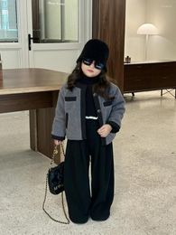 Jackets Korean Style Autumn Winter Baby Girls Coats Black Border Toddler Cardigans Warm Kids Outwears Girl Clothes