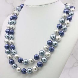Chains Wholesale Price Fashion! 35"10 12mm South Sea Shell Pearl Necklace Multicolor Beads Jewellery Making About 85 Pcs/strands
