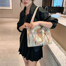 Shoulder Bags Rainbow Stripe Soulder Bag Soft Woolen Crossbody Bag Printed andbag Large Capacity Women Tote Bagcatlin_fashion_bags