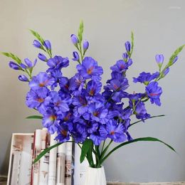 Decorative Flowers 10Pc Artificial Silk Gladiolus Real Touch Orchid Fake Flower For Wedding Party Home Festival Decoration Table Arrangemen