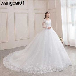 Party Dresses Wedding Dress 2023 New Luxury Full Seve Sexy V-neck Bride Dress With Train Ball Gown Princess Classic Wedding Gowns 0408H23