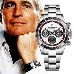 Wristwatches PAGANI DESIGN Classic Men s Quartz Watch Ceramic Bezel Stainless Steel Waterproof Clock Luxury Sapphire Glass Chronograph 230407