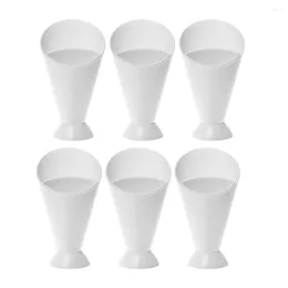 Bowls 6 Pcs White Serving Tray Mini Dessert Plate Fry Cone Basket Holder Paper Boats Plates Vegetable French Fries Salad Cup