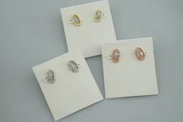 Stud Hook Stone Real 18K Gold Plated Grey Opal Gem Dangles Earrings Jewelries Letter Gift With free dust bag