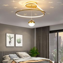 Chandeliers Modern Minimalist Round Chandelier Lights For Master Bedroom Study Living Room Dimmable Home Deco Lamp With Projection Lighting