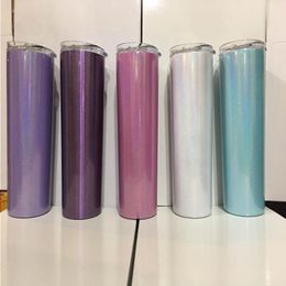 sublimation 20oz glitter skinny tumbler double wall sparkly slim tumbler with straw lid shimmer water tumblers Rmxsl