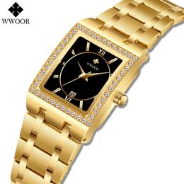 Kadın Saatleri Wwoor Gold Watch 8858 Kadınlar Saatler Çelik Üst Lüks Marka Bayanlar Bilezik Saatler Kadın Saati Montre Femme Relogio Feminino 230408